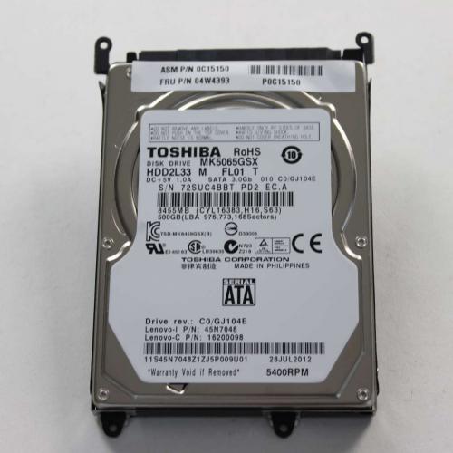 Lenovo Part# 04W4393 Hdd 500G 5400Rpm Toshiba (OEM)