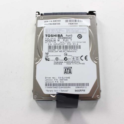 Lenovo Part# 45N7305 250Gb Toshiba Hdd Sata 5400 (OEM)