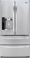 LG LMXS27626S 36 Inch 4-Door French Door Refrigerator with Slim SpacePlusÂ®, Smart CoolingÂ®, IcePlusâ„¢ Freezing, DuraBaseâ„¢ Drawer, Glide N' Serveâ„¢ Drawer, Dual Freezers, Tall Ice and Water DispenserÂ®, 26.8 cu. ft. Capacity