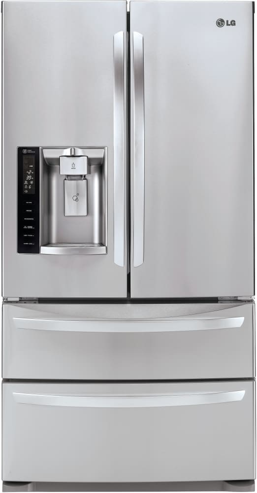 LG LMXS27626S 36 Inch 4-Door French Door Refrigerator with Slim SpacePlusÂ®, Smart CoolingÂ®, IcePlusâ„¢ Freezing, DuraBaseâ„¢ Drawer, Glide N' Serveâ„¢ Drawer, Dual Freezers, Tall Ice and Water DispenserÂ®, 26.8 cu. ft. Capacity