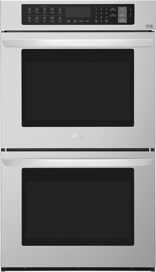 LG LWD3063ST 30 Inch Double Electric Wall Oven with Convection, EasyCleanÂ® Self-Clean, Brilliant Blue Interior, 9.4 cu. ft. Total Capacity, 8 Pass Broil Element,12 Hr. Shut-Off, NFC Tag Technology, Meat Probe and Broiler Pan: Stainless Steel