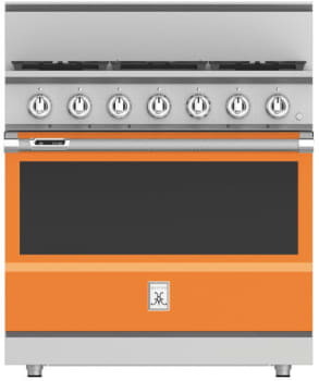 Hestan KRD365NGOR 36 Inch Duel Fuel Range with 5 Burners - NG - Orange