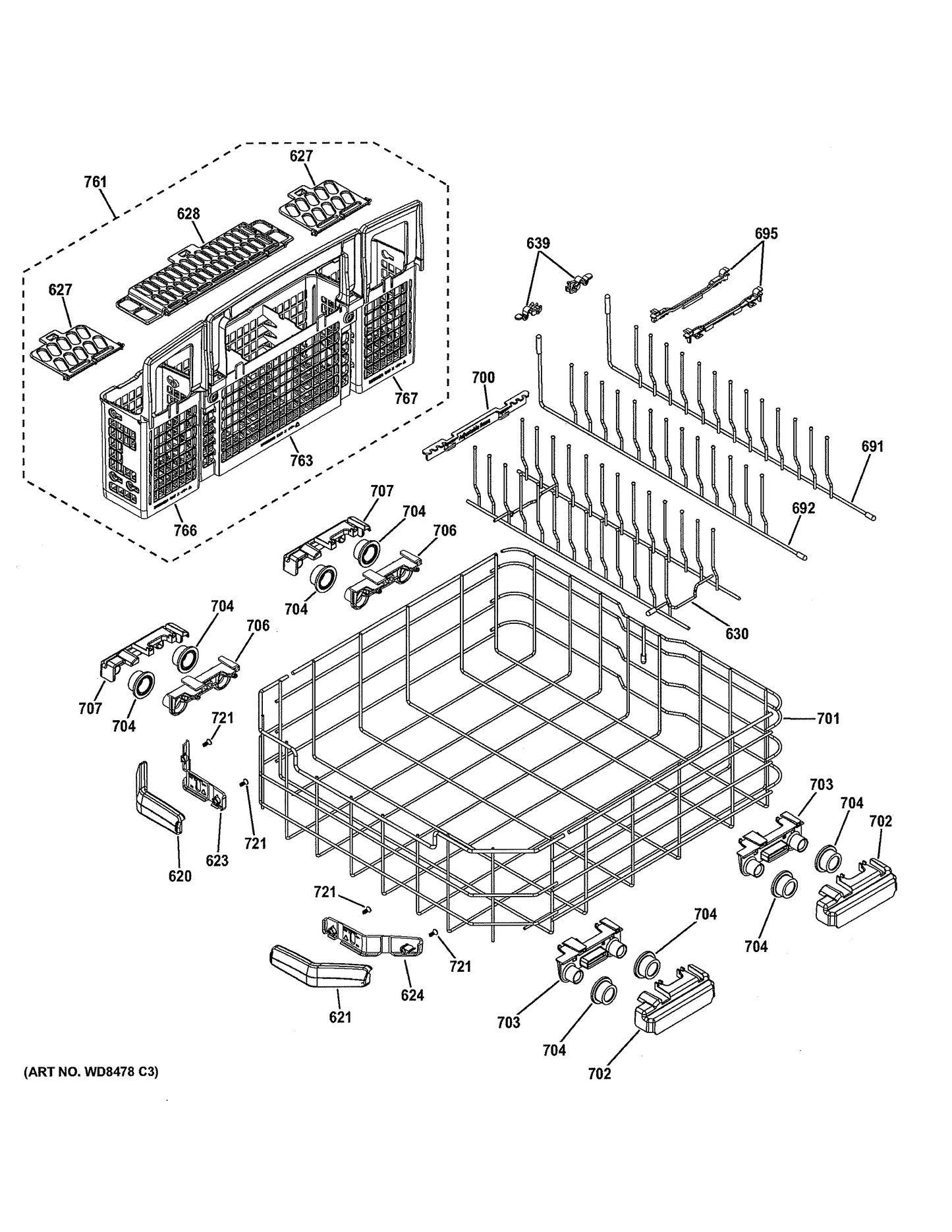 GE Coated Rack (Lower) WD28X20381