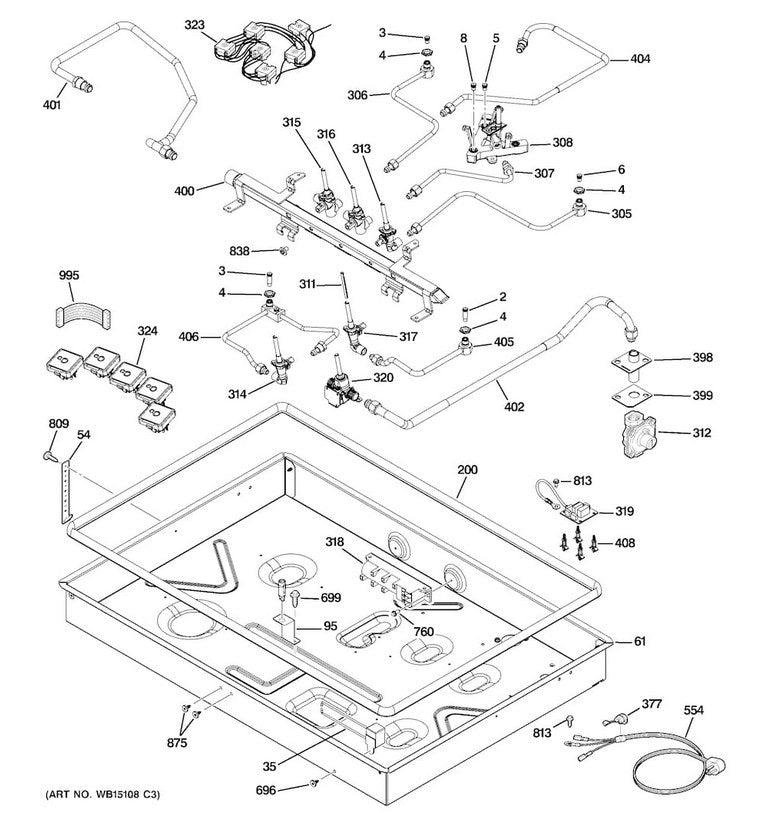 GE Cooking Product Gas Valve (Left) WB19T10085