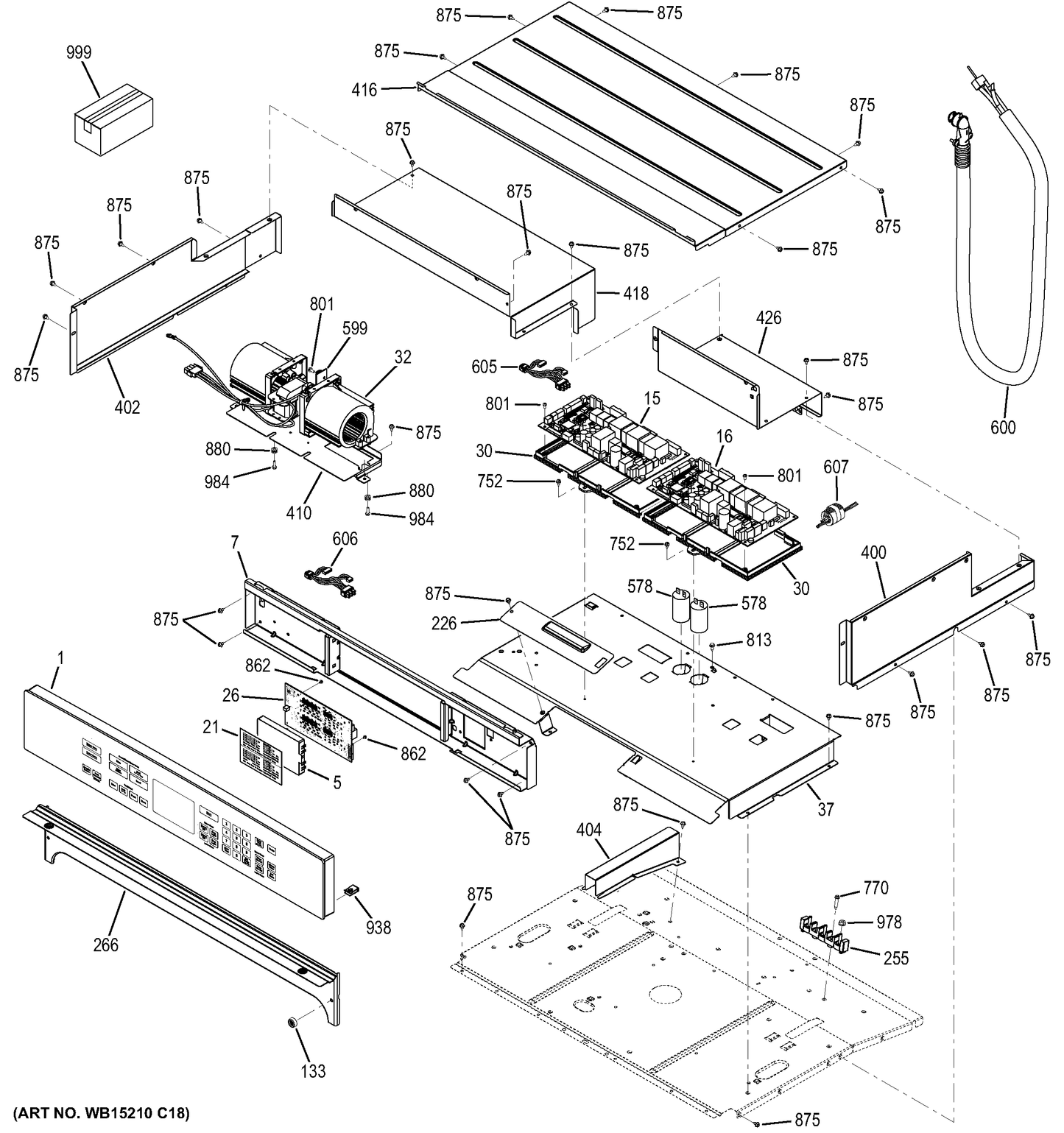 GE Control Board and Overlay Assembly WB27X29601