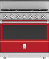 Hestan KRDS365LPRD 36 Inch Smart Gas Dual Fuel Range with 5 Burners - LP - Red