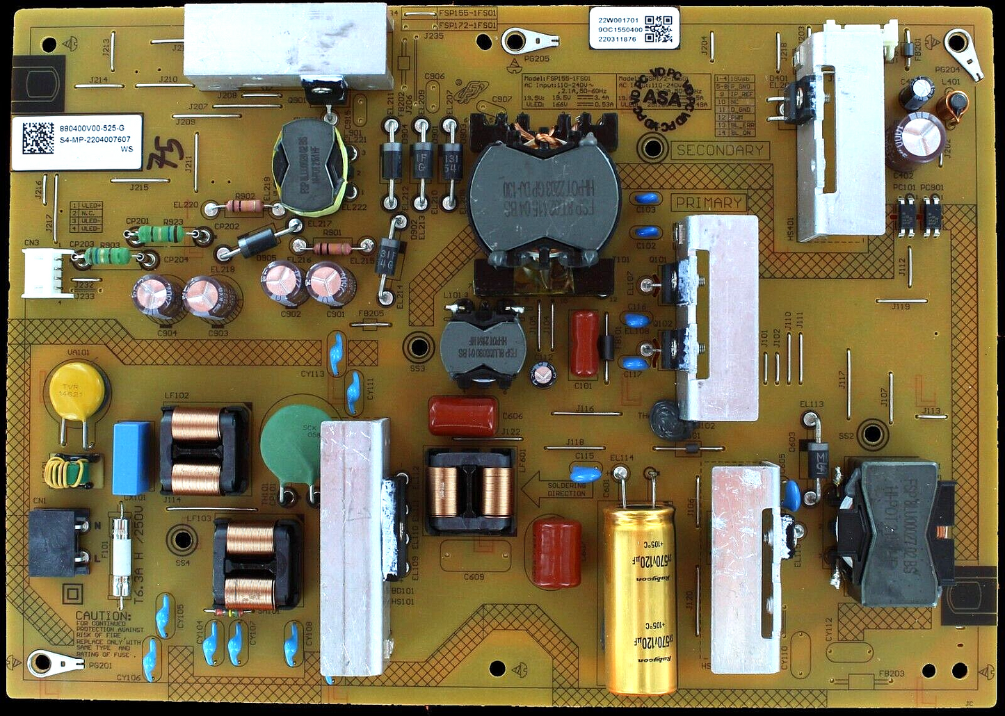 Sony TV Power Supply Board (FSP155-1FS01) - 1-015-138-11