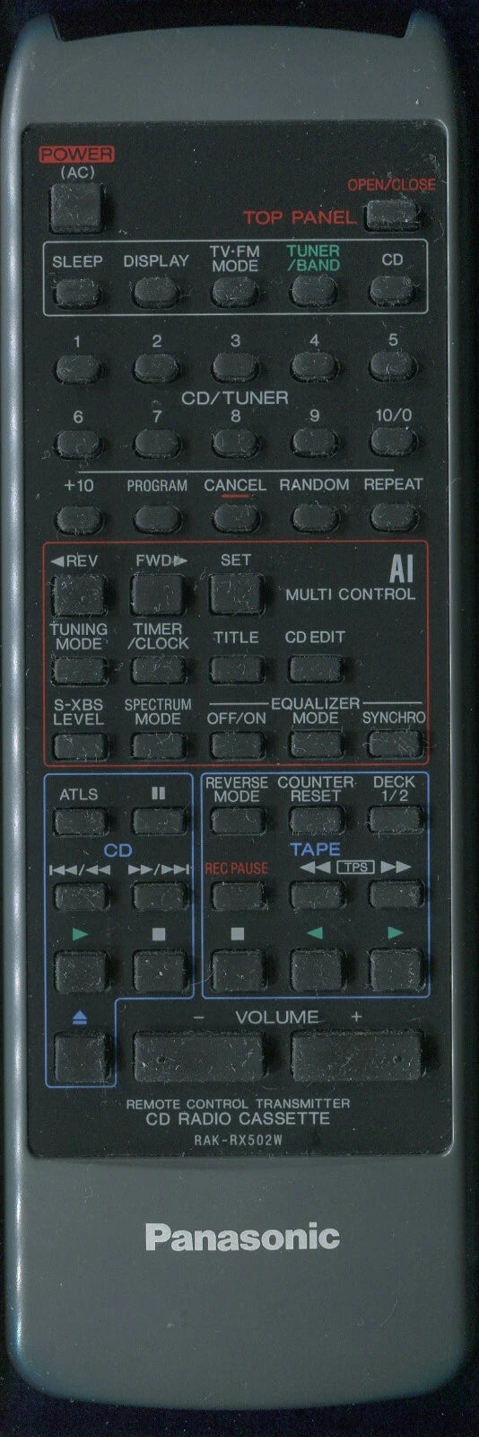 Panasonic Remote Control (Rxdt99) - RAK-RX502W