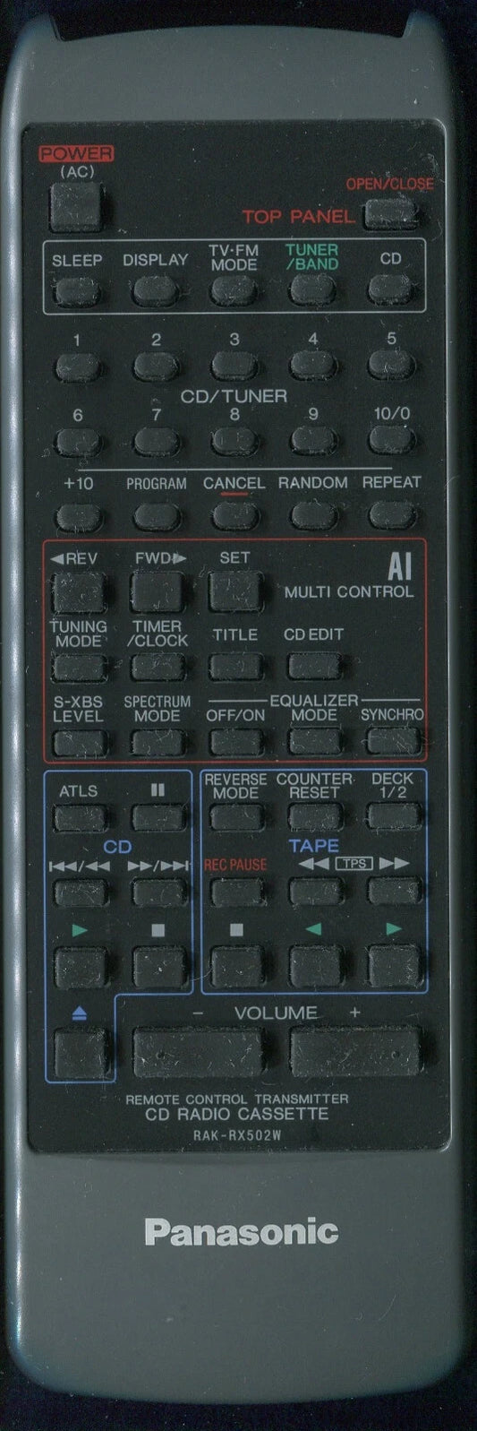 Panasonic Remote Control (Rxdt99) - RAK-RX502W