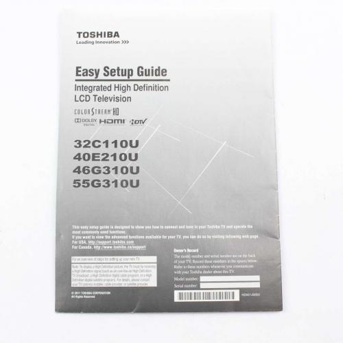 Toshiba Part# 75024950 Manual, Easy Setup Guide-32c (32C110um) (OEM)