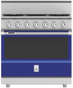 Hestan KRD365NGBU 36 Inch Duel Fuel Range with 5 Burners - NG - Blue