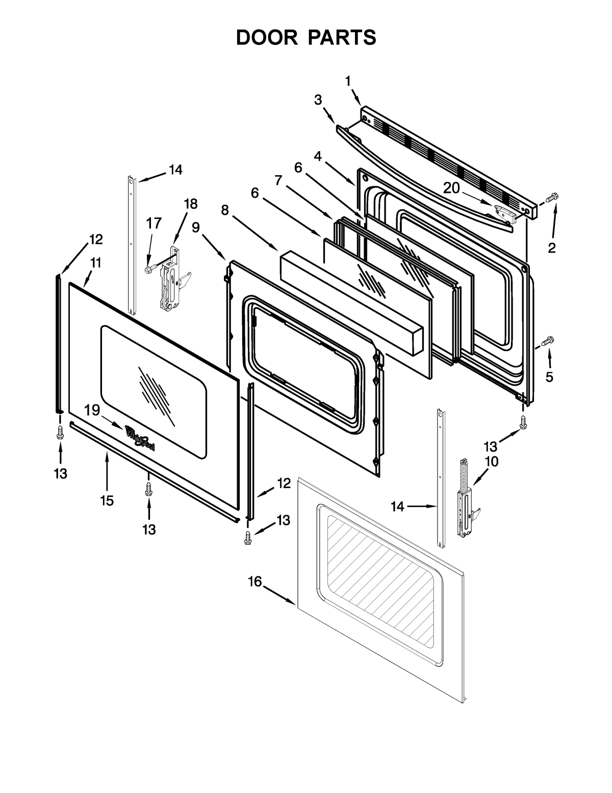 Whirlpool Outer Glass Door Panel (White) WPW10409945