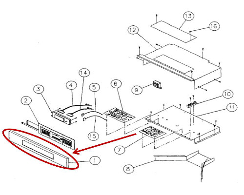 Parts Diagram for Dacor ECD230 Oven: Door Assembly