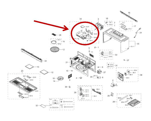 Parts Diagram For Samsung Me16h702sesaa Microwave Door Assy