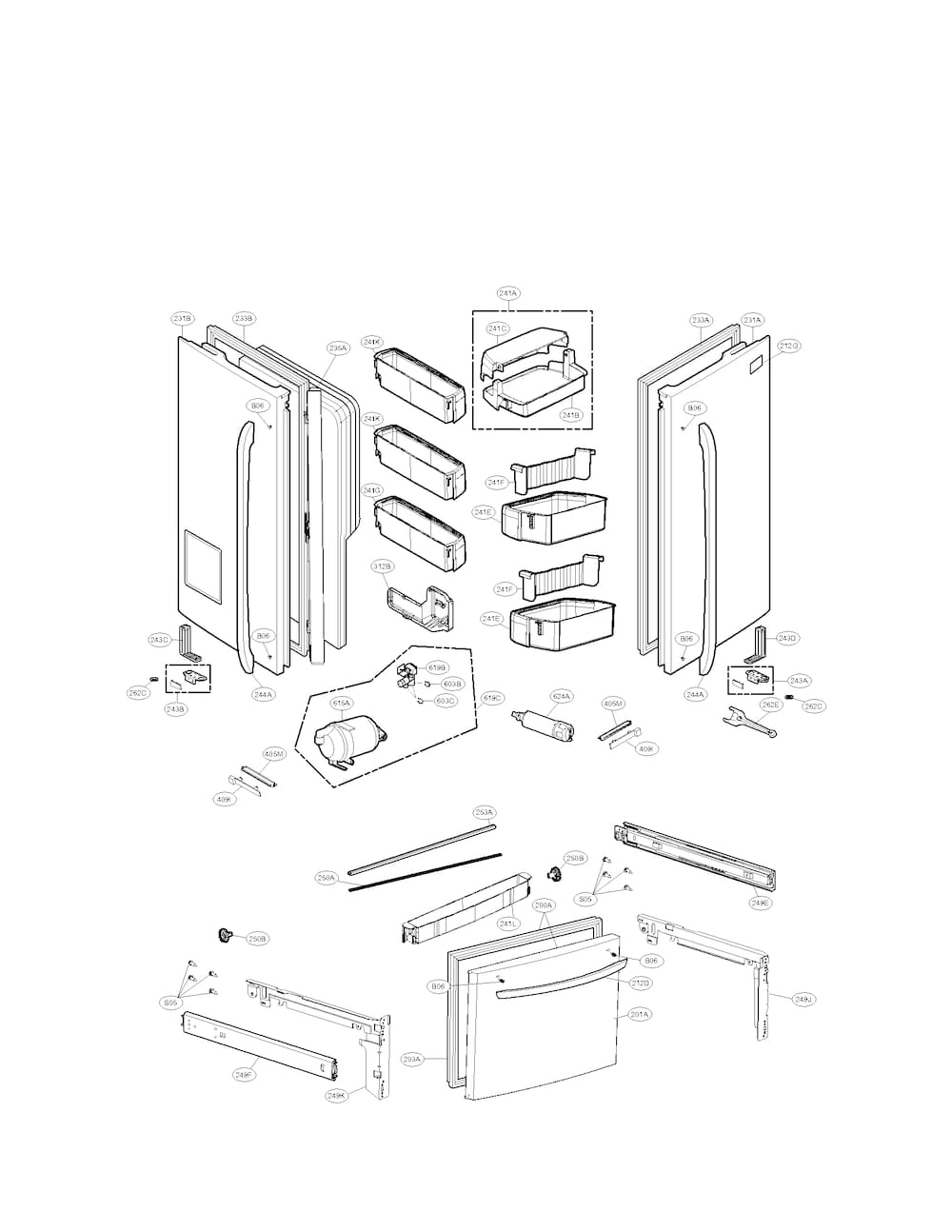 LG LFX31925ST Door Gasket Assembly (Grey,Right) Genuine OEM