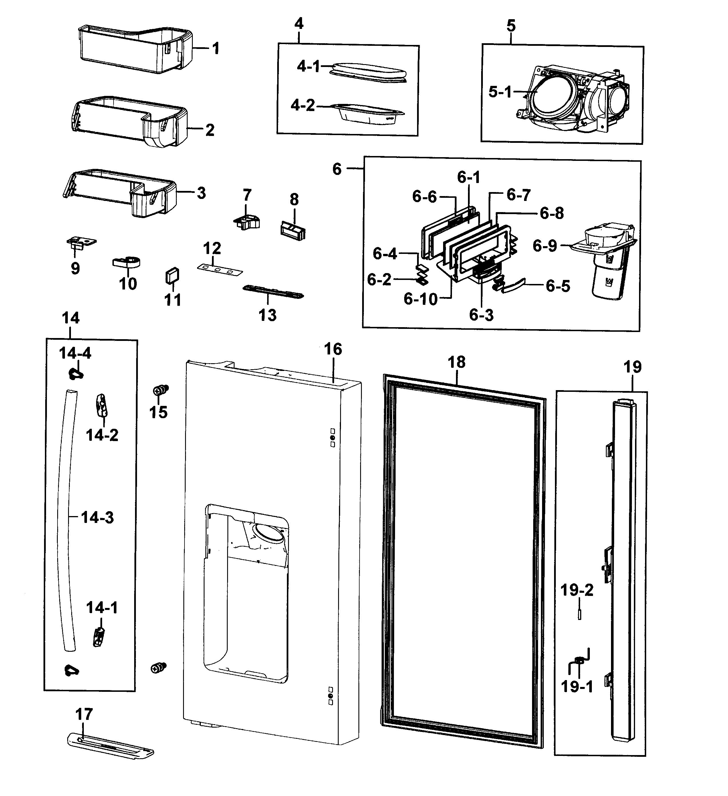 Samsung RF4287HARS/XAA Ice Chute Door and Funnel Assembly - Genuine OEM