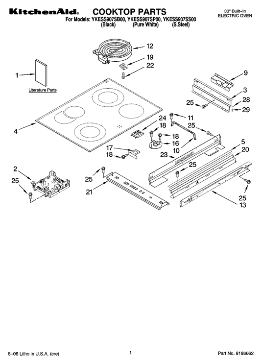 Kitchenaid Ykess907ss00 Main Glass Cooktop Replacement Black