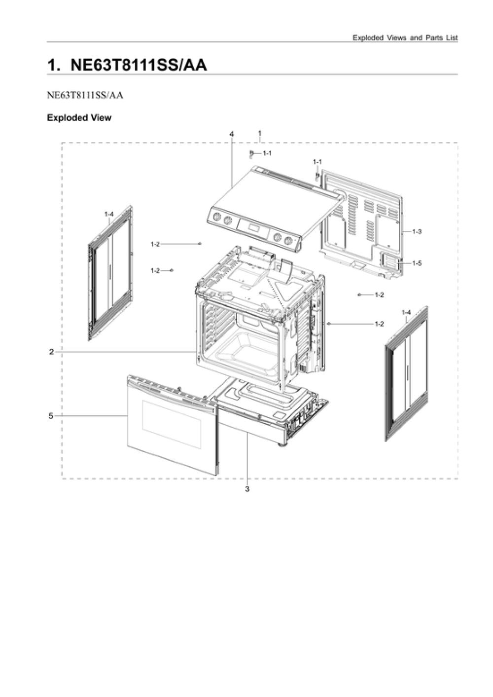 Parts Diagram for Samsung NE63T8111SS/AA00 Electric Range Oven/Stove