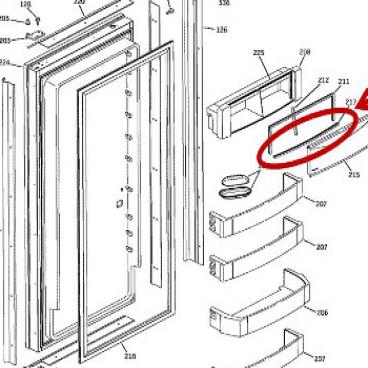 GE Part# WR24X10113 Dairy Gasket (OEM) Bottom