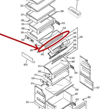 GE Part# WR71X10419 Showcase Pan Shelf Asembly (OEM) Front