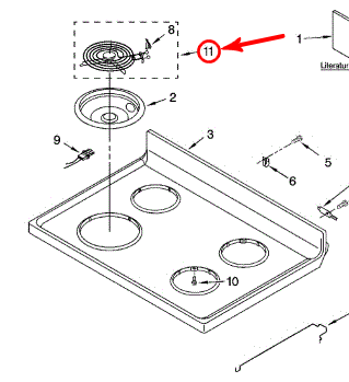 Whirlpool Part# WPW10259865 8 Inch Large Surface Element (OEM)