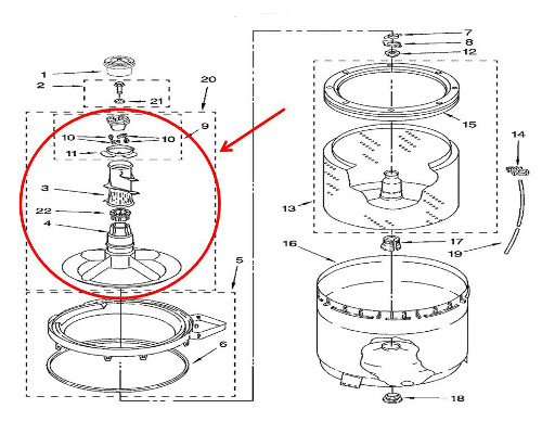 Whirlpool Part Wp3951744 Agitator Oem